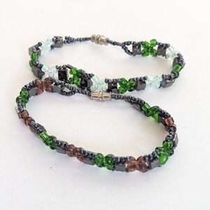 Bohemian Style Seed Bead Hematite Earthy Layering Beaded Bracelets